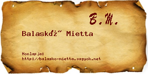 Balaskó Mietta névjegykártya